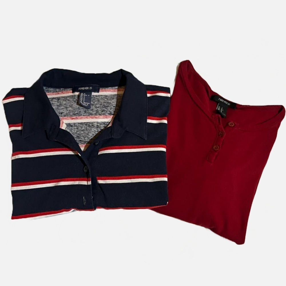 Forever 21 Bundle of 2 Long Sleeve Crop Tops Small